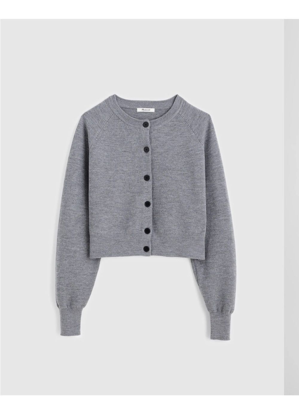 Madewell Grey Cropped Button Front Cardigan Sweater Women's XXS Merino Wool NWT